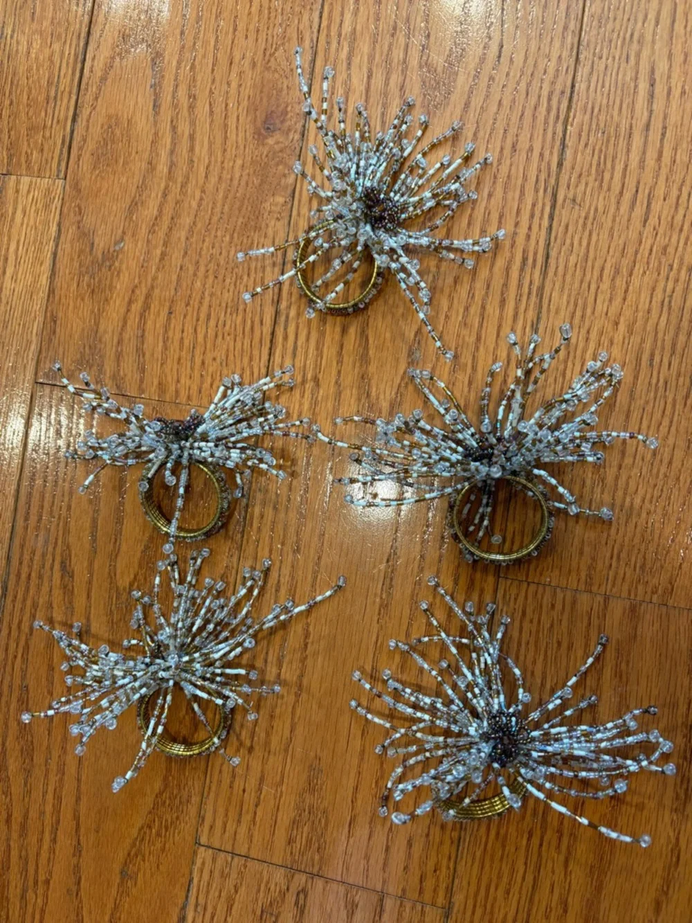 Vintage Beaded Starburst Napkin Rings Set of 5 Spider Burst Pier 1